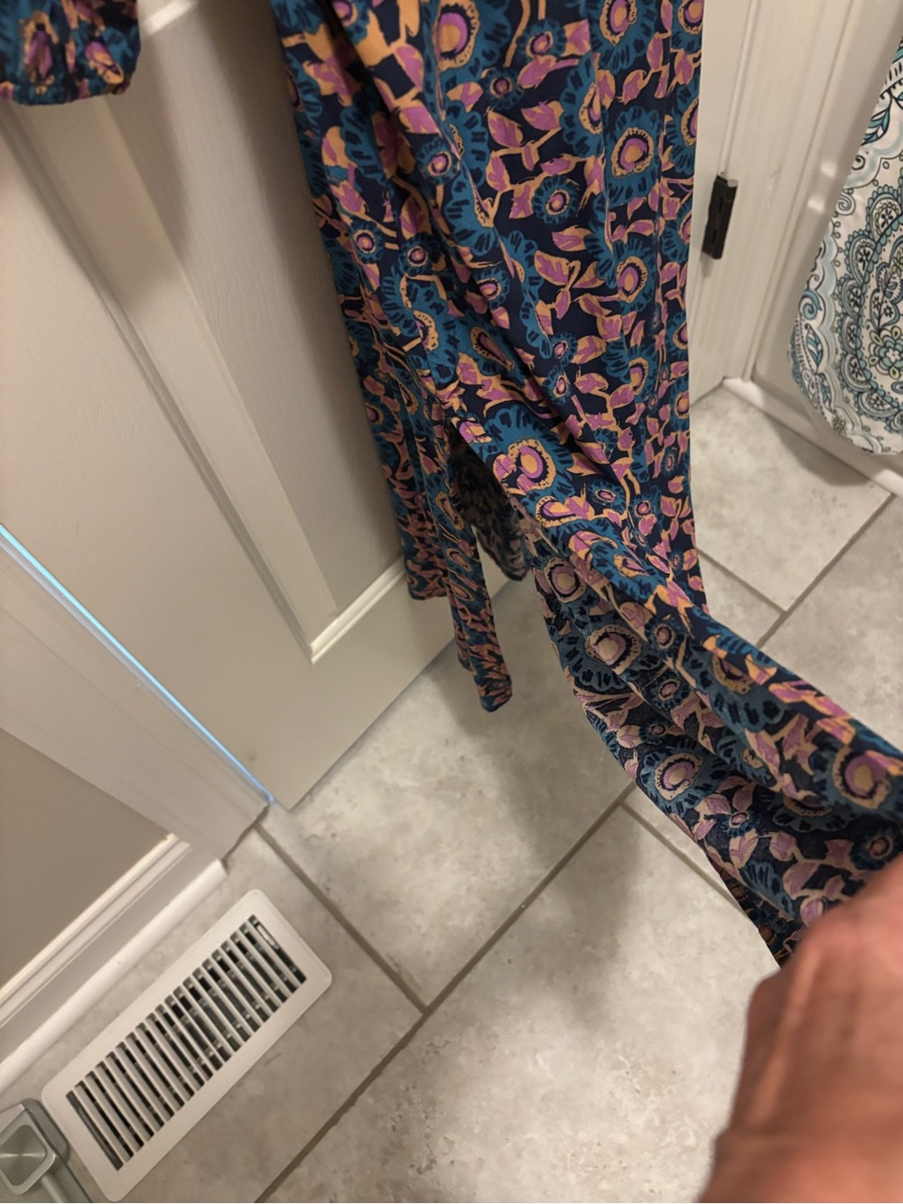 NATURAL LIFE Teal and Pink Floral Maxi Dress with Tie Neck - Picture 4 of 4